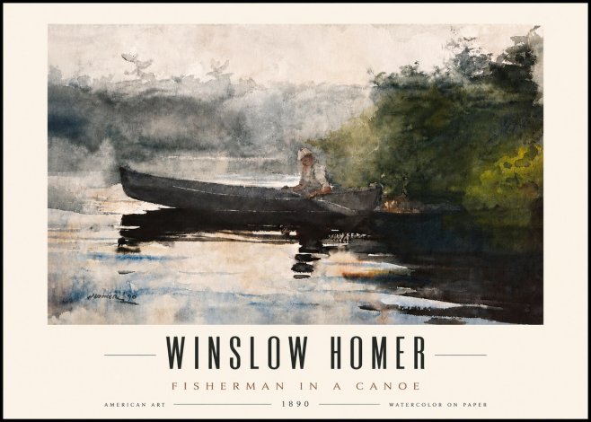 Winslow Homer Fisherman in a Canoe No5 - Poszter