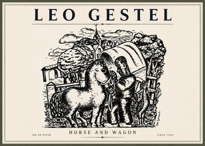 Leo Gestel Horse and Wagon No3 - Poszter