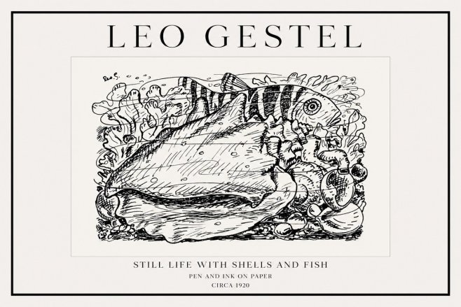 Leo Gestel Still Life with Shells and Fish No1 - Poszter