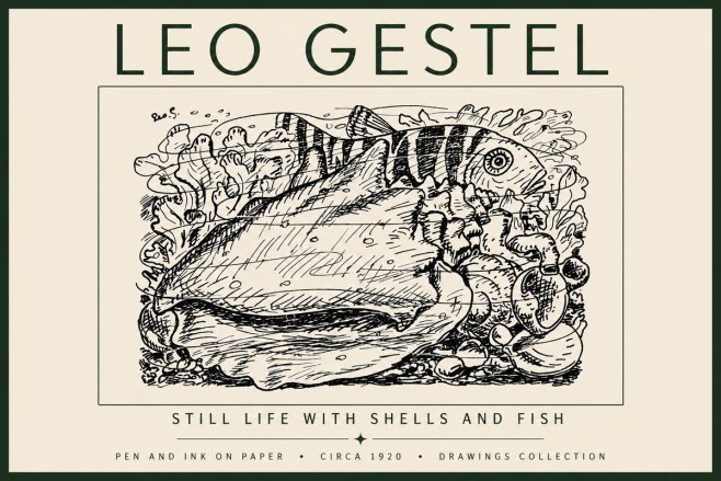 Leo Gestel Still Life with Shells and Fish No5 - Poszter