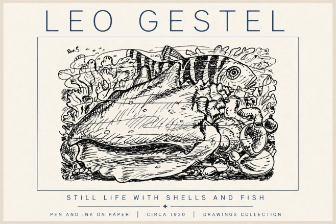 Leo Gestel Still Life with Shells and Fish No6 - Poszter