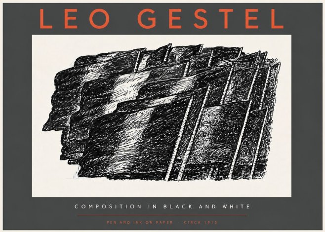Leo Gestel Composition in Black and White No3 - Poszter