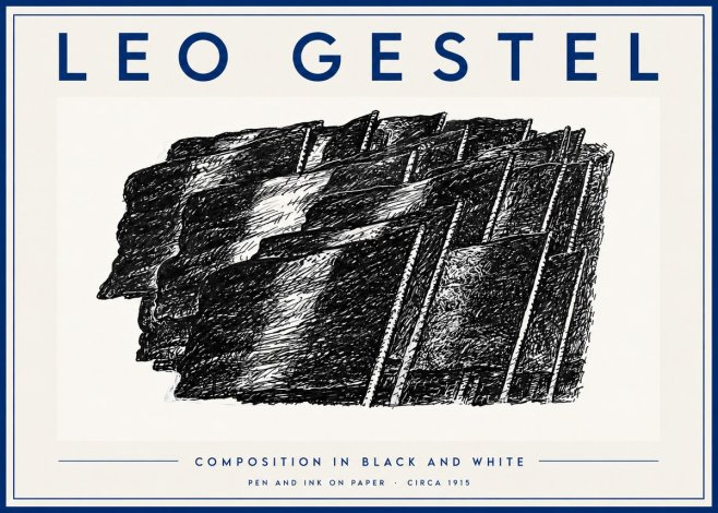 Leo Gestel Composition in Black and White No5 - Poszter