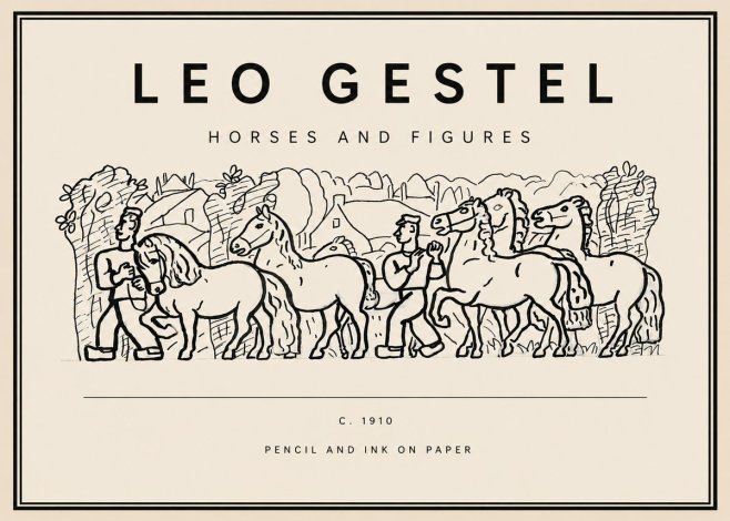 Leo Gestel Horses and Figures No3 - Poszter
