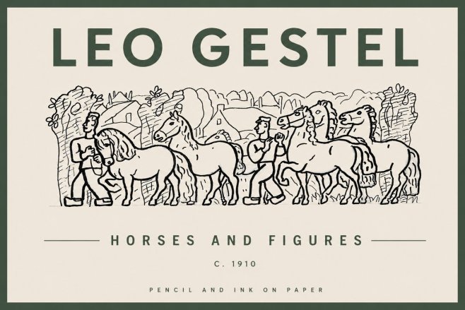 Leo Gestel Horses and Figures No4 - Poszter