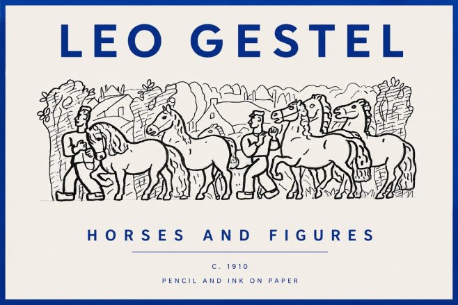 Leo Gestel Horses and Figures No5 - Poszter
