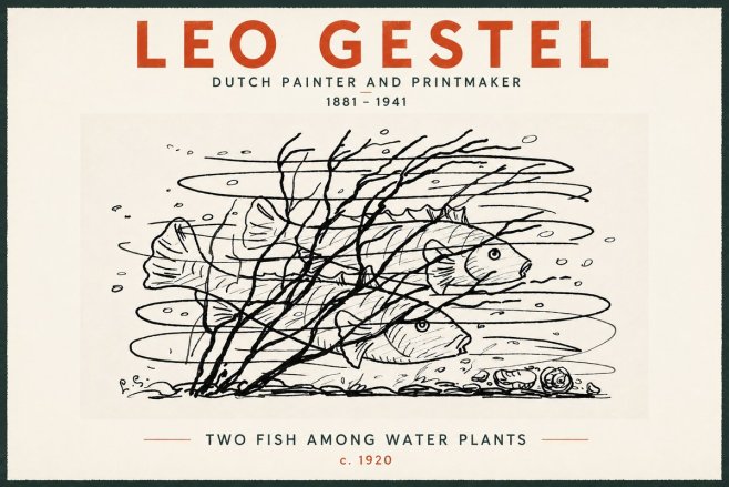 Leo Gestel Two Fish Among Water Plants No5 - Poszter