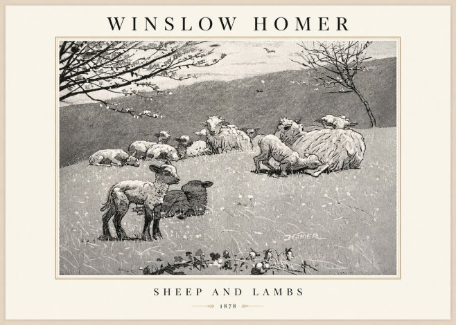 Winslow Homer Sheep and Lambs No1 - Poszter