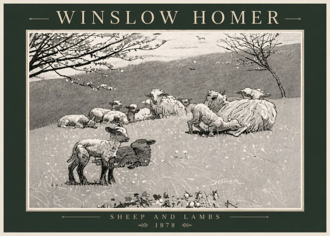 Winslow Homer Sheep and Lambs No6 - Poszter