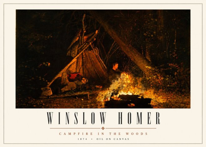 Winslow Homer Campfire in the Woods No5 - Poszter