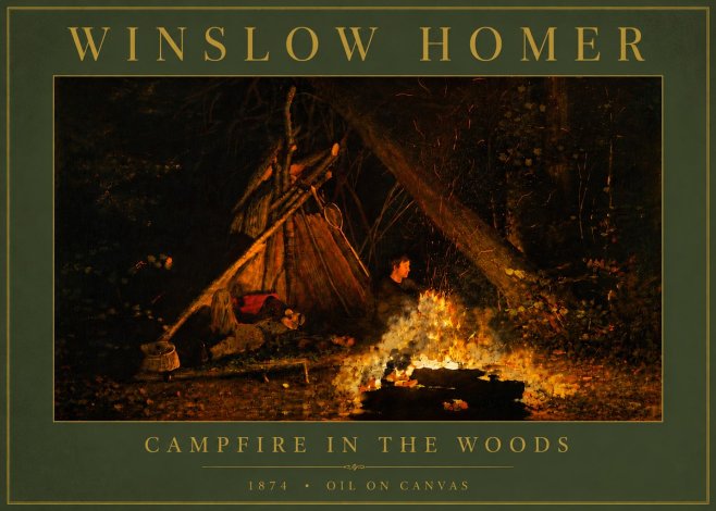 Winslow Homer Campfire in the Woods No6 - Poszter