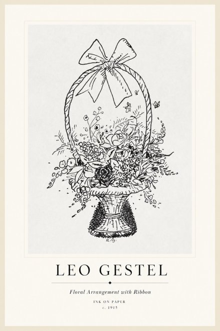 Leo Gestel Floral Arrangement with Ribbon No1 - Poszter