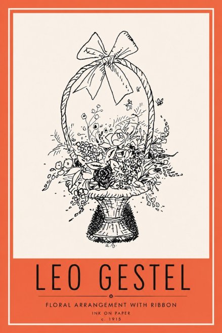 Leo Gestel Floral Arrangement with Ribbon No6 - Poszter