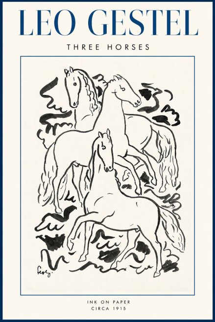 Leo Gestel Three Horses No2 - Poszter