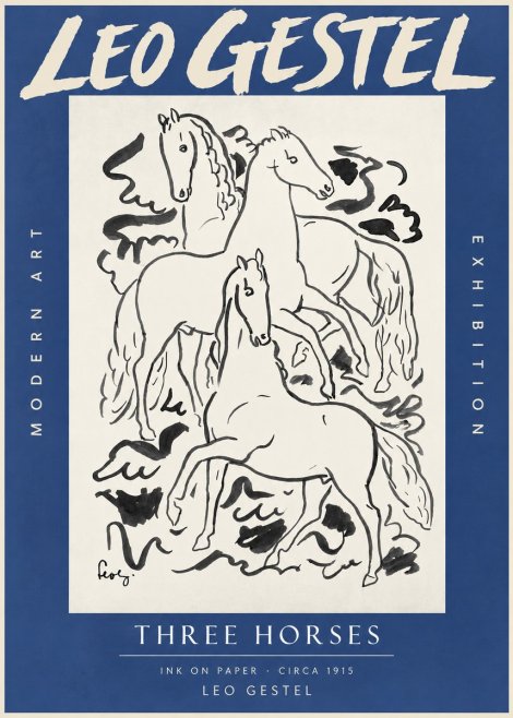 Leo Gestel Three Horses No3 - Poszter
