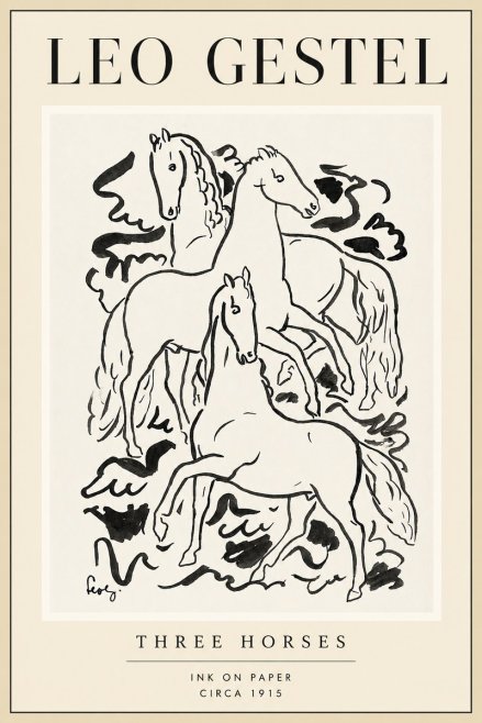 Leo Gestel Three Horses No4 - Poszter