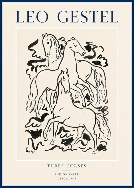 Leo Gestel Three Horses No6 - Poszter