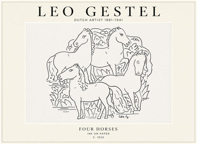 Leo Gestel Four Horses No1 - Poszter