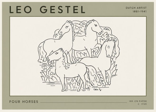 Leo Gestel Four Horses No3 - Poszter