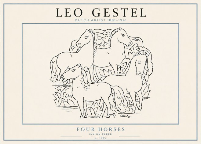 Leo Gestel Four Horses No4 - Poszter