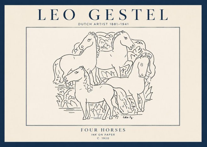 Leo Gestel Four Horses No5 - Poszter