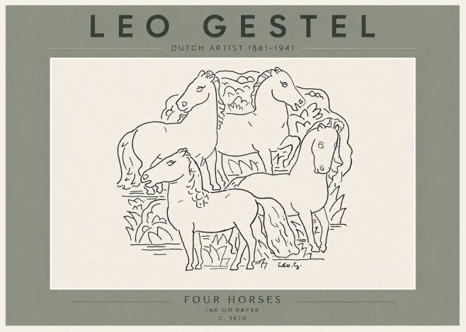 Leo Gestel Four Horses No6 - Poszter