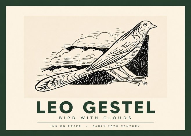 Leo Gestel Bird with Clouds No4 - Poszter
