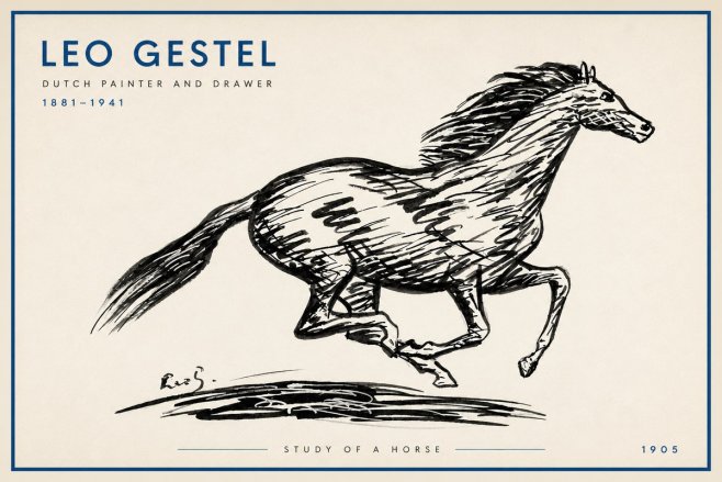Leo Gestel Study of a Horse No3 - Poszter