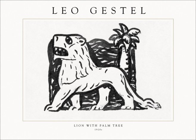 Leo Gestel Lion with Palm Tree No1 - Poszter
