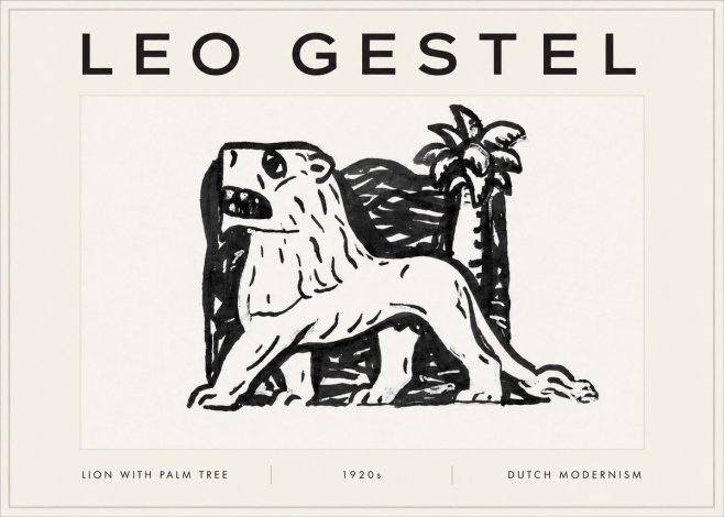 Leo Gestel Lion with Palm Tree No5 - Poszter