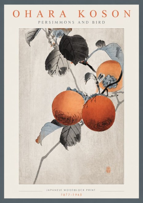 Ohara Koson Persimmons and Bird No4 - Poszter