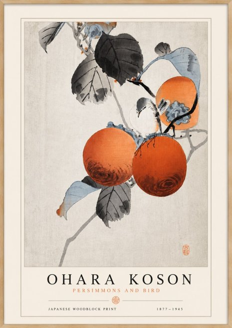 Ohara Koson Persimmons and Bird No5 - Poszter
