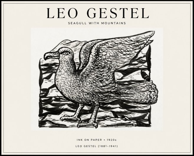 Leo Gestel Seagull with Mountains No1 - Poszter