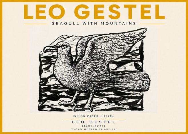 Leo Gestel Seagull with Mountains No5 - Poszter