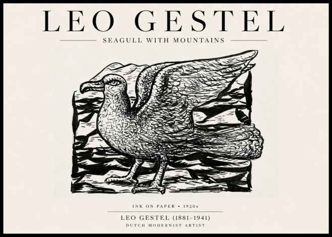 Leo Gestel Seagull with Mountains No6 - Poszter
