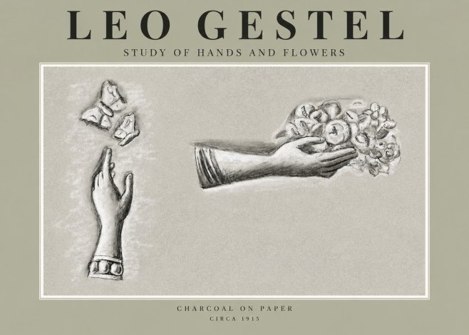 Leo Gestel Study of Hands and Flowers No2 - Poszter