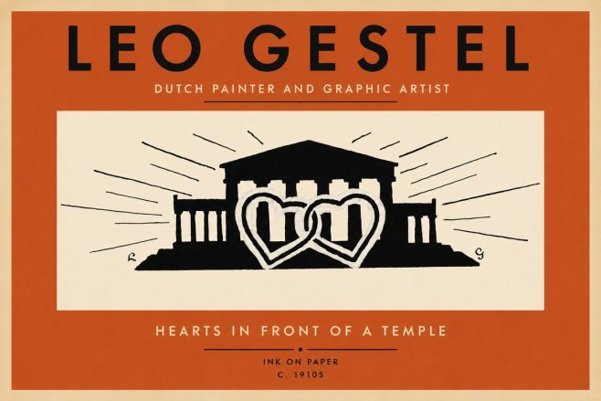 Leo Gestel Hearts in Front of a Temple No2 - Poszter