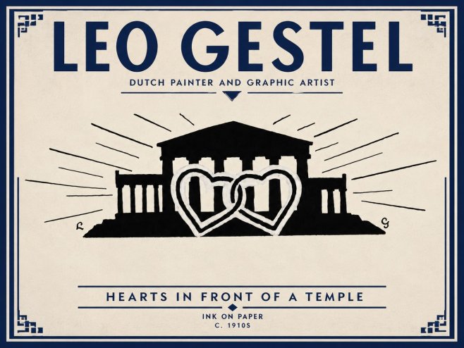Leo Gestel Hearts in Front of a Temple No3 - Poszter