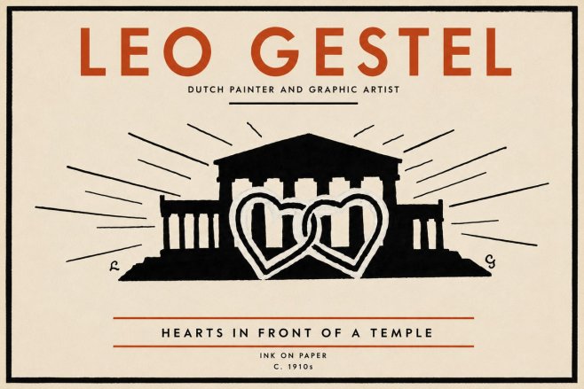 Leo Gestel Hearts in Front of a Temple No5 - Poszter