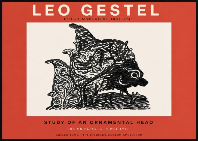 Leo Gestel Study of an Ornamental Head No6 - Poszter