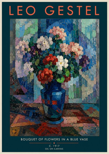 Leo Gestel Bouquet of Flowers in a Blue Vase No2 - Poszter