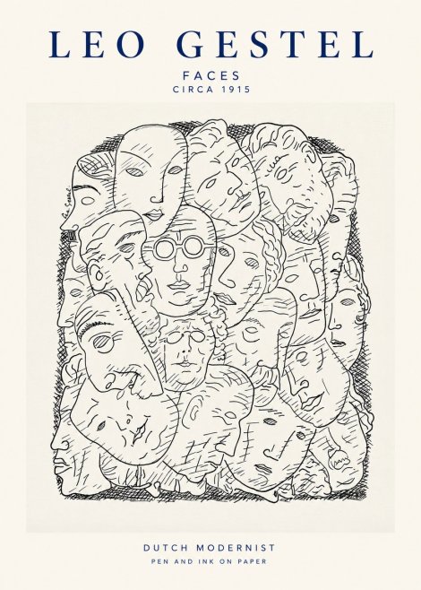 Leo Gestel Heads Ink Drawing No2 - Poszter