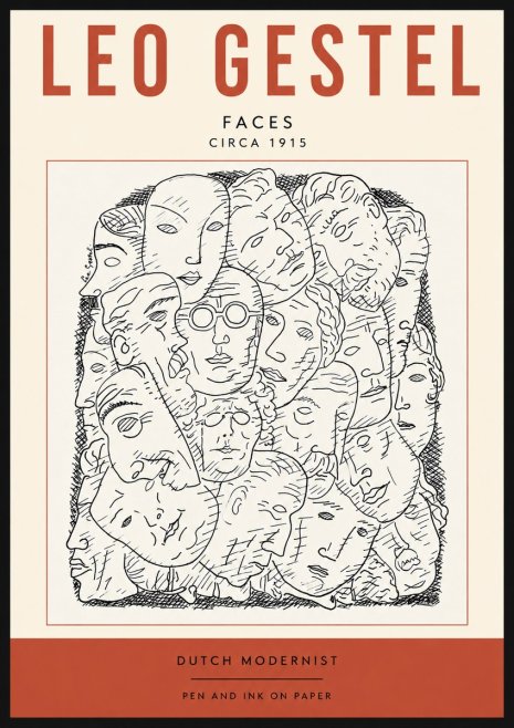 Leo Gestel Heads Ink Drawing No5 - Poszter