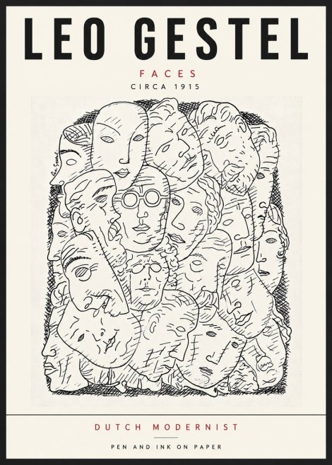 Leo Gestel Heads Ink Drawing No6 - Poszter