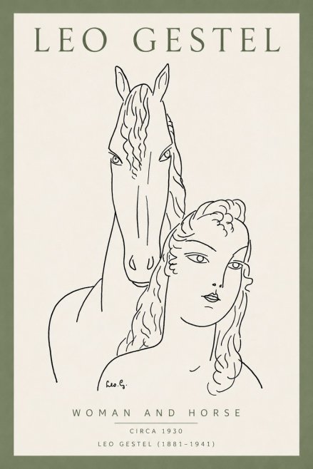 Leo Gestel Woman and Horse No4 - Poszter