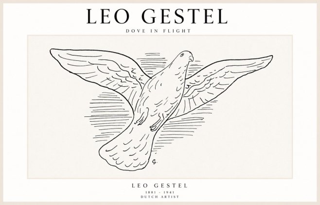 Leo Gestel Dove in Flight No1 - Poszter