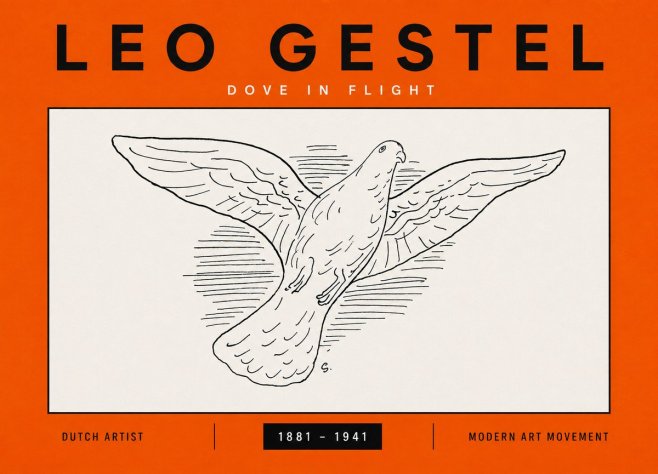 Leo Gestel Dove in Flight No5 - Poszter