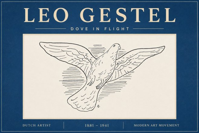 Leo Gestel Dove in Flight No6 - Poszter