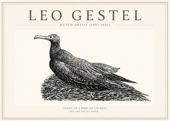 Leo Gestel Study of a Bird on Its Nest No3 - Poszter