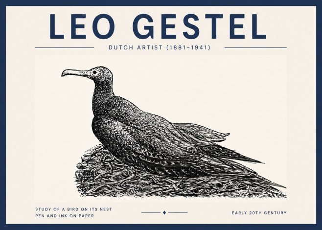 Leo Gestel Study of a Bird on Its Nest No6 - Poszter